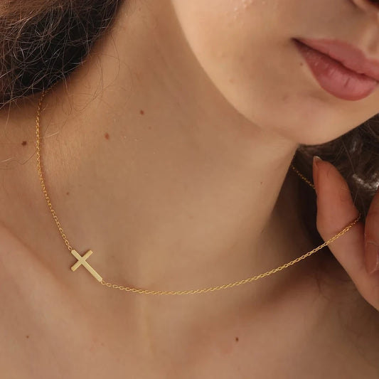 Sideways Cross Necklace