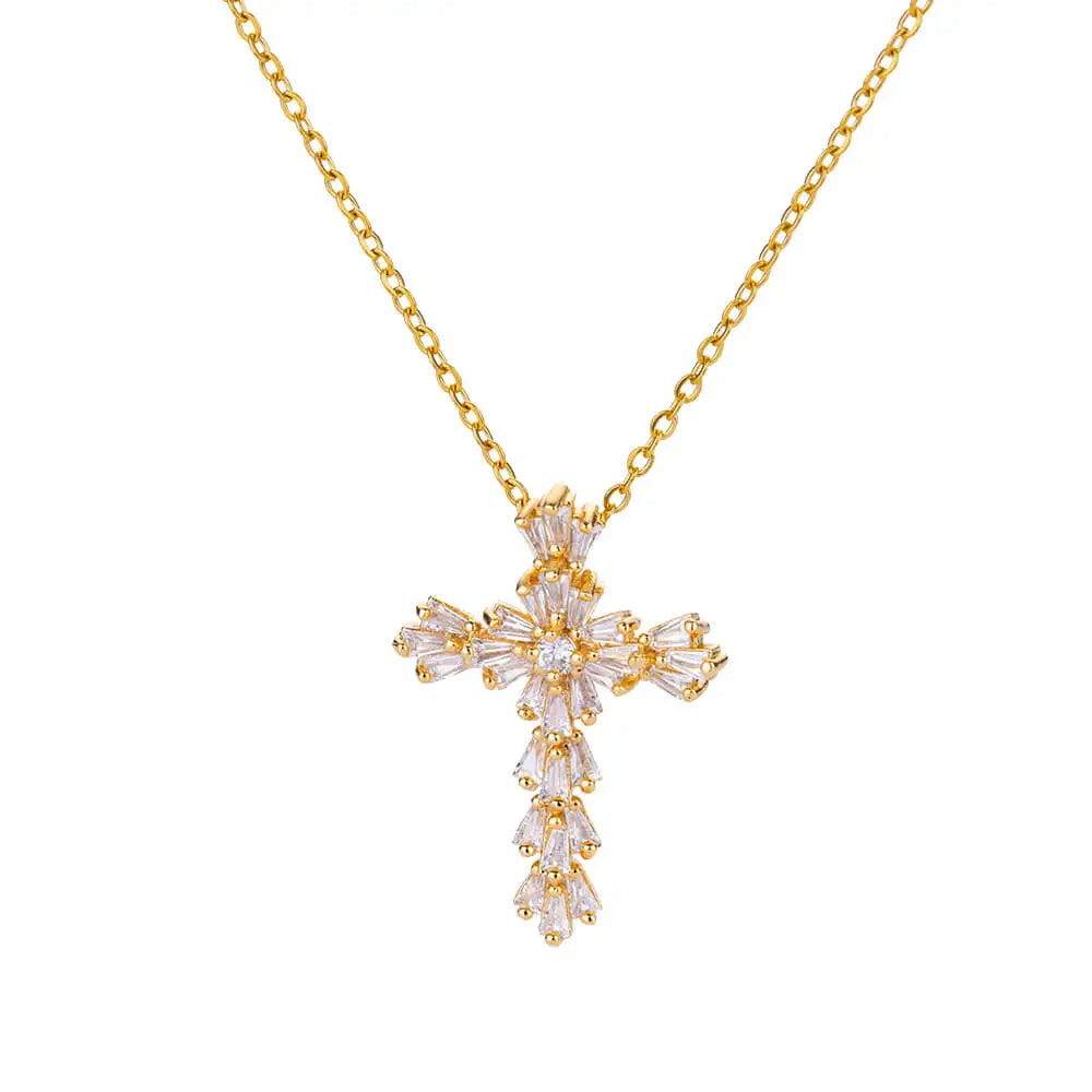 Zircon Crystal Cross Necklace